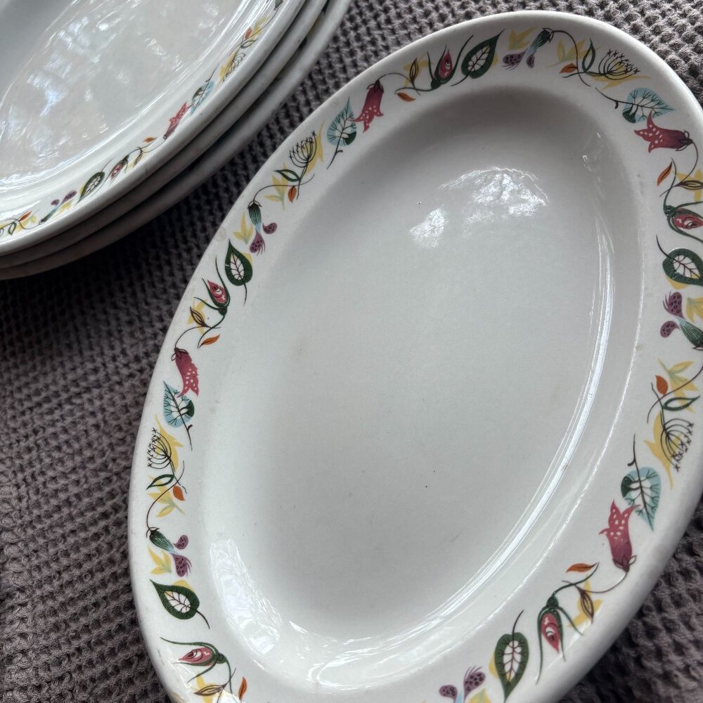 Vintage 50's Grindley Garden Motif Plate Set of 4
